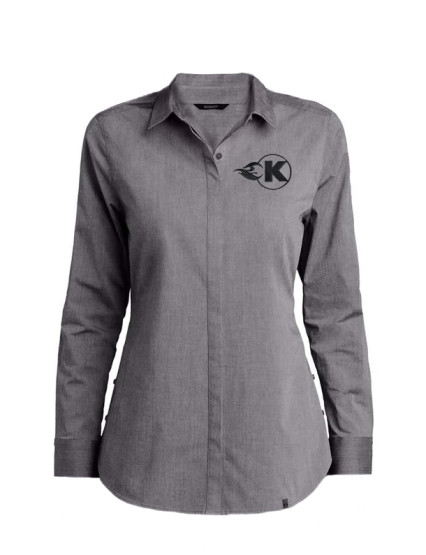 Women's Grey Button Down with K-Flame