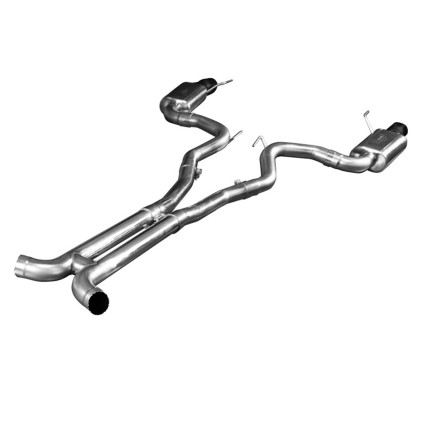 3" SS Connection-Back H-Pipe Exhaust w/Black Tips. 2015-2017 Mustang GT 5.0L.